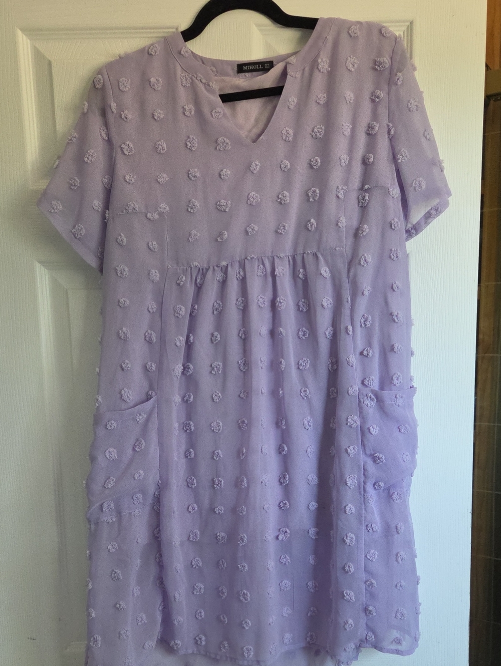 Women's Lavender Pom-Pom Babydoll Dress